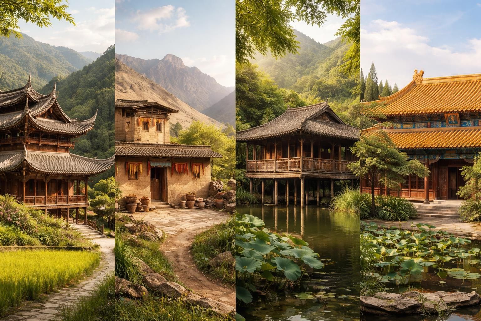 découvrez la diversité architecturale des maisons chinoises, influencée par les différentes régions et ethnies, reflétant richement la culture et les traditions locales.