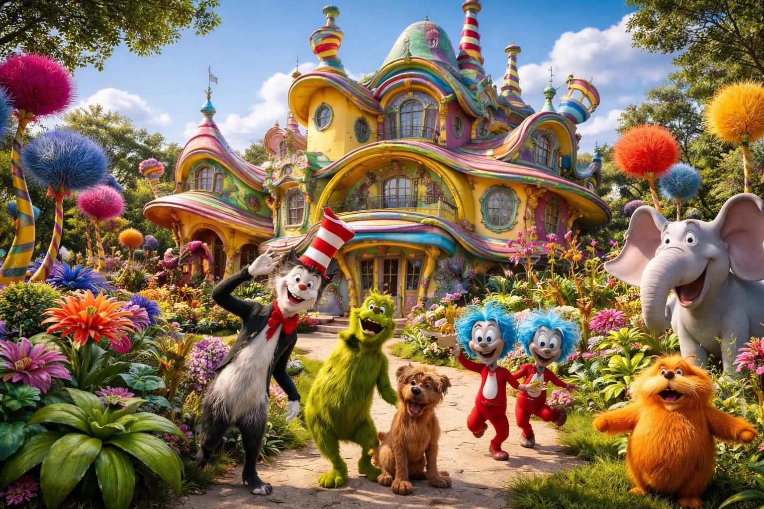 découvrez un voyage fascinant dans la maison du dr seuss et rencontrez ses personnages colorés, pour une expérience magique et pleine de poésie.