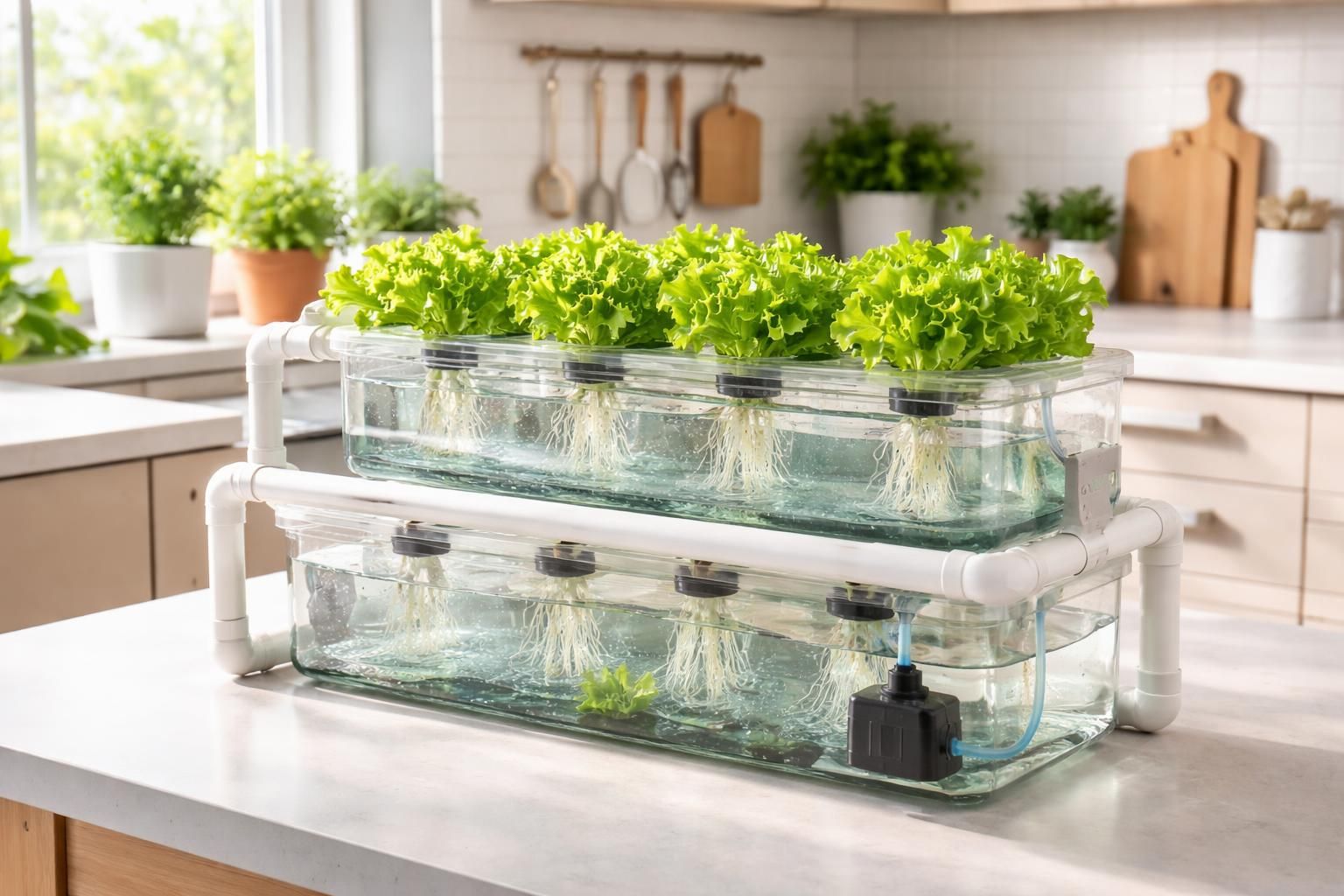 apprenez à fabriquer un système hydroponique fait maison pour cultiver facilement vos salades bio, sainement et sans terre.