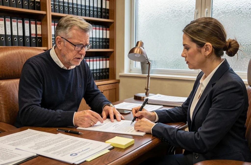 Vendeur consultant un avocat pour se défendre contre une accusation de vice caché immobilier