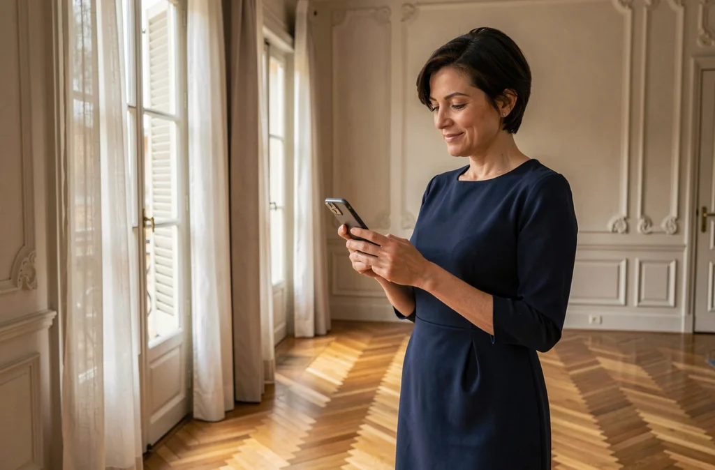 Gestionnaire de L'Aixcapade photographiant un appartement élégant à Aix-en-Provence pour une annonce Airbnb
